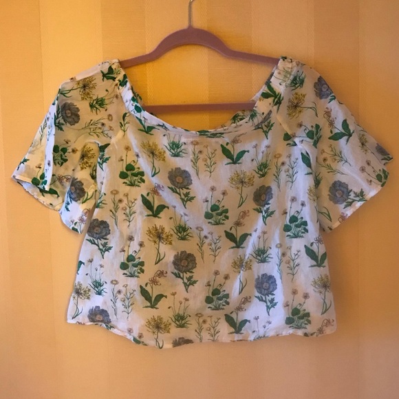 OAT + FAWN Off Shoulder Floral Botanical Blouse - Picture 2 of 6